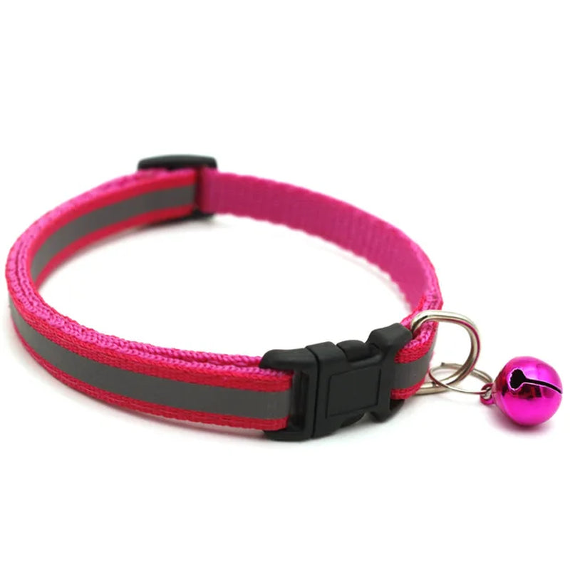 Pet Collar Dog Cat Collar, Reflective Material with Bell Neck Ring Necklace, Safety Elastic Adjustable Collar, Pet Supply