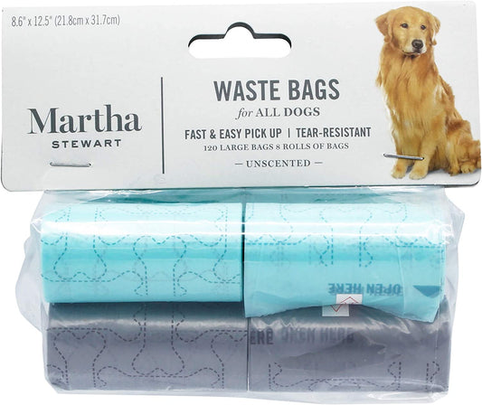 for Pets Poop Waste Bags | 120 Large Unscented Doggie Bags for a Quick Cleanup | Tear-Resistant Dog Waste Bags, Great for Dog Walking Everyday Use | 8 Rolls